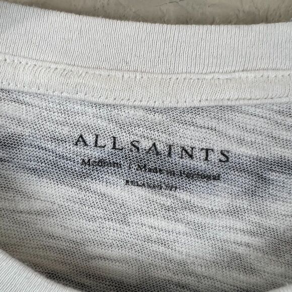 All Saints Casual Short Sleeve Striped  M Cotton White Blue Nautical Capsule - Picture 6 of 14